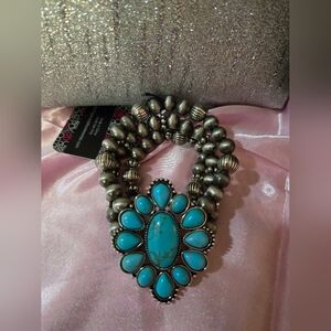 Paparazzi Silver and Turquoise Bracelet Set